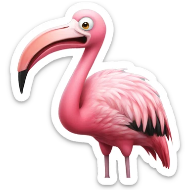 A screaming flamingo sticker