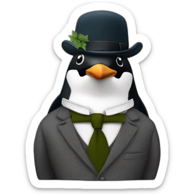 penguin head with peaky blinders ivy flat cap sticker