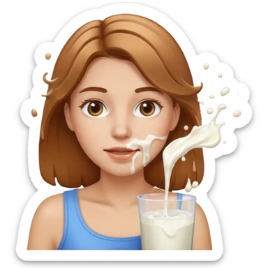 Une femme avec des éclaboussures de lait pleins le visage sticker
