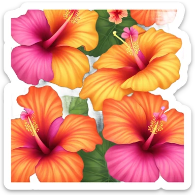 orange yellow and pink hibiscus flower sticker