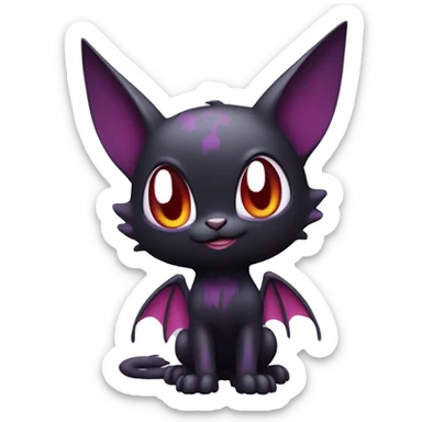 Cool Cute Edgy Dark Black Red Purple Batty Chibi Noibat-Cat-Pokémon-Fakémon-hybrid sticker