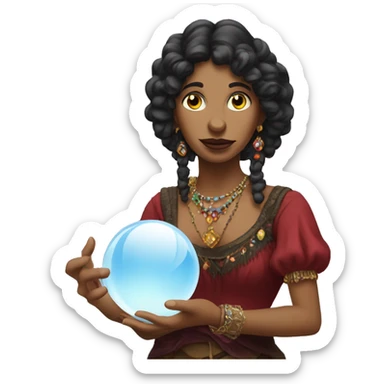 Gypsy with crystal ball in hand sticker