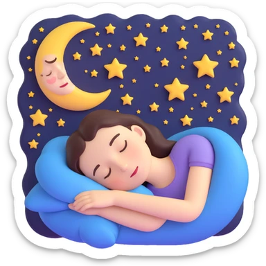 dream, sleeping face, stars and moon sticker