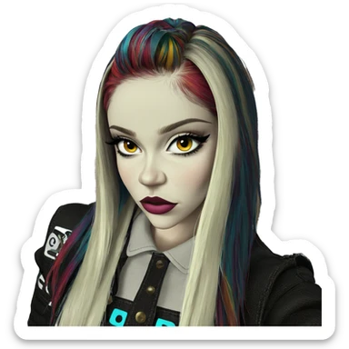 striking girl with multicolored hair sticker