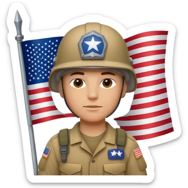generate white american soldier with small usa flag on shoulder sticker