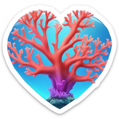 Colorful ocean Coral reef in a the shape of a heart sticker