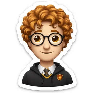 Harry potter avec les cheveux bouclés dans un pot de fleur avec des lunettes rondes et ça cicatrices  sticker
