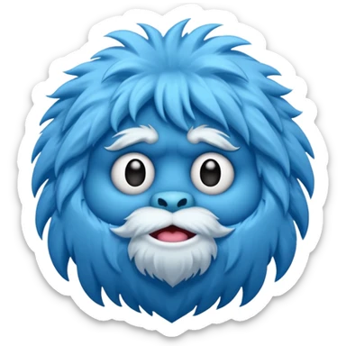 blue fuzzy furry yeti sticker