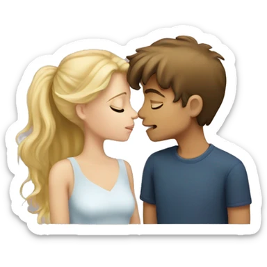 Brown haired boy kissing blonde girl sticker