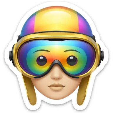 gold simulation rainbow visor goggles sticker