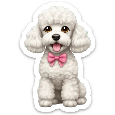 Cute poodle dog with bow sticker
