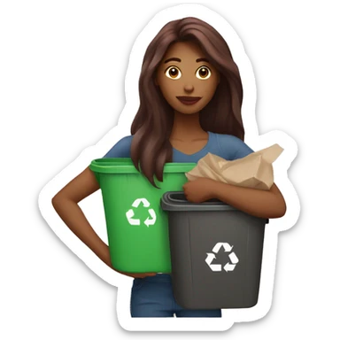 Beautiful burgundy long haired woman taking out the trash sticker