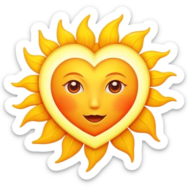 Heart shaped sun closeup without a face sticker