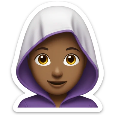 happy girl with curly hair in purple hood indoors sticker