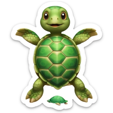A dancing turtle on a beach ￼ sticker