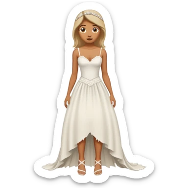 woman ripped wedding dress standing on foot sticker