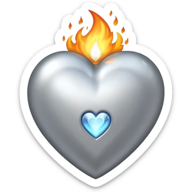 Silver heart with sliver flames  sticker