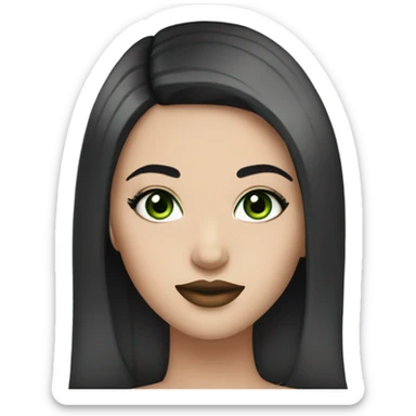 Girl with green eyes black hair eyeliner lipstick  sticker