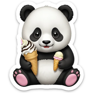 Panda eating ice cream sticker