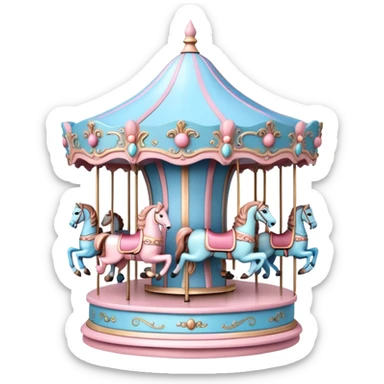 pastel pink and blue merry-go-round carousel sticker