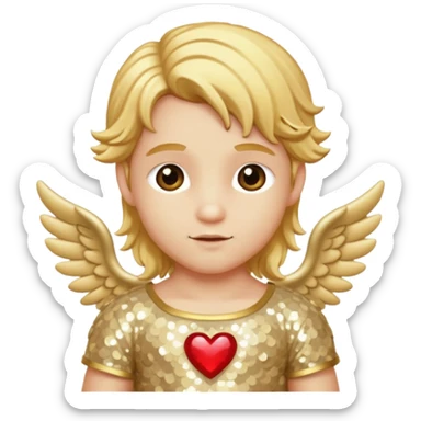 Cupid, God of Love from Gods and Goddesses with long golden blonde hair, cream sequin outfit sticker