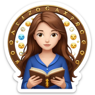 emoji of a girl with long hair reading a horoscope sticker