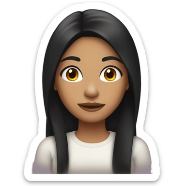 Tan woman with long black hair and long eyelashes  sticker