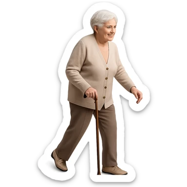 elderly woman with short hair walking sticker