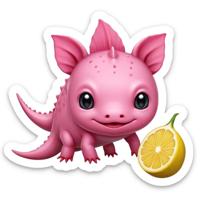 J’aimerais un Axolotl en dessin anime un peu rose qui mange un citron sticker