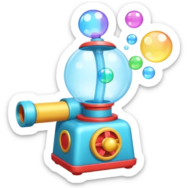 bubble machine object icon, small bubble blower device, bubbles floating out, colorful toy-like design, 3D cartoon, mobile game icon style, centered, clean background, no text, no watermark

 sticker