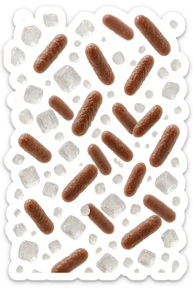 ZOLLETTE DI ZUCCHERO FLUTTUANO IN ARIA INSIEME A BATTERI INTESTINALI REALISTICI
IPERREALISTICO 4K, SFONDO BIANCO sticker