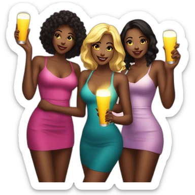 Multiple Bottle girls in nightclub holding a lit up sign sticker