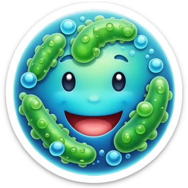 Happy bacteria emoji sticker