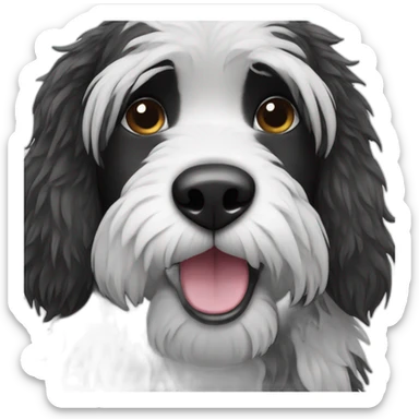 Sitting Hairy Black and white wet dog sticker