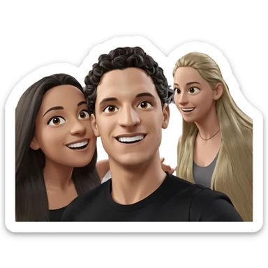 smiling girls in the city sticker