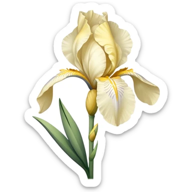 single Cream Iris, straight stem sticker