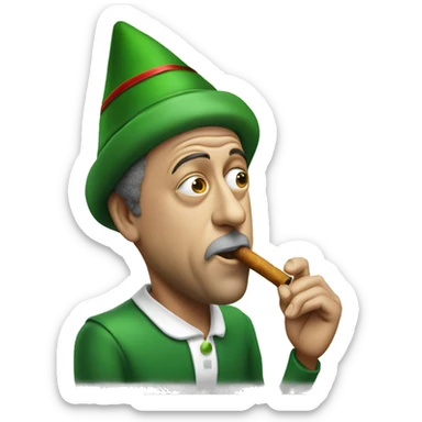 Billy Joel wearing a elf hat smoking sticker