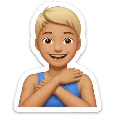 arms crossed holding neck laughing sticker