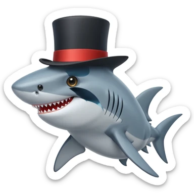 Shark with a top hat sticker