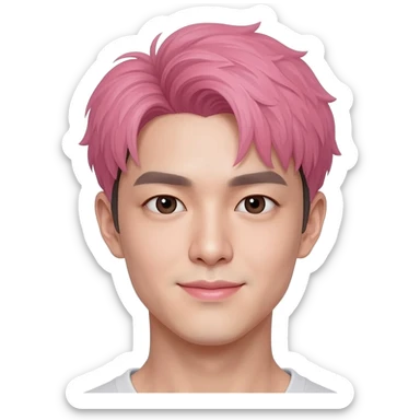 Korean man pink fade hair cut 25 year old  sticker