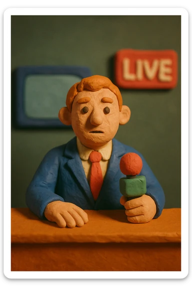 live broadcast icon, claymation style, tactile and unique sticker