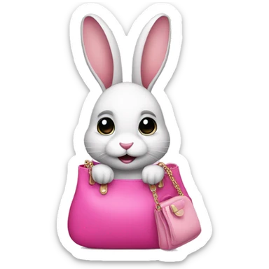 A bunny holding a pink purse sticker