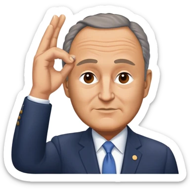 Chuck Schumer making an L with his hand and putting it on his forehead  sticker