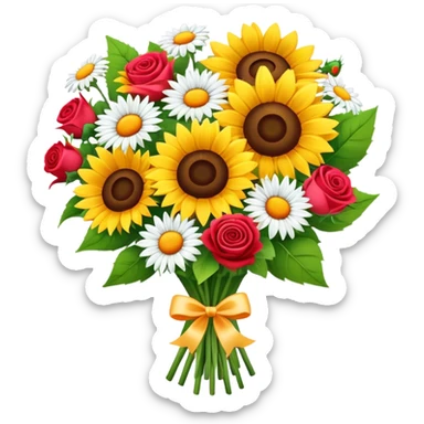 Sunflowers and daisy bouquet with roses sticker