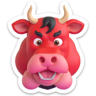 angry mischievous bull sticker