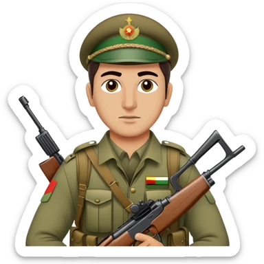 Kurdish warrior Peshmerga with rifle and traditional clothing sticker