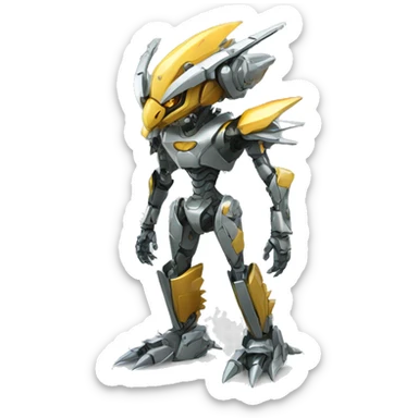 a futuristic mechanical spiky Medabot-Dragon full body sticker