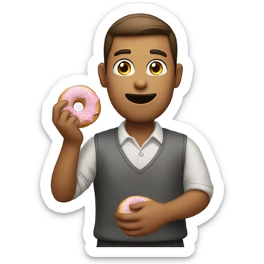 a person side eyeing someone with a donut  sticker