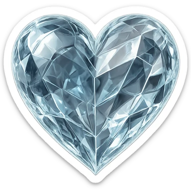 heart with a crystal clear effect, digital illustration style, no background sticker