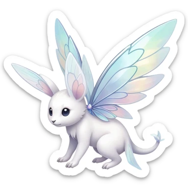 Iridescent white pale wings-ears, fairy-like-fakemon-creature  sticker
